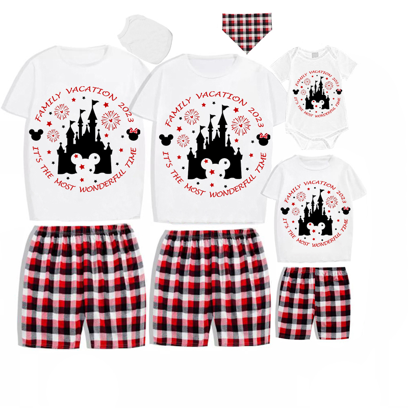 Family Matching Pajamas Exclusive Design Vacation It's The Most Wonderful Time White Pajamas Set