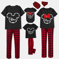 Family Matching Pajamas Exclusive Design Cartoon Mice Heart Black Pajamas Set