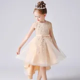Toddler Girls Sleeveless Embroidery Bowknot Belt Formal Gowns Fishtail Midi Dress
