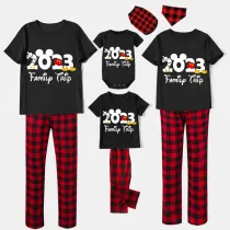 Family Matching Pajamas Exclusive Design Cartoon Mice 2023 Family Trip Black Pajamas Set