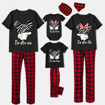 Family Matching Pajamas Exclusive Design Cartoon Mice I am With Her Him Them Black Pajamas Set
