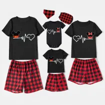 Family Matching Pajamas Exclusive Design Cartoon Mice Heart Black Pajamas Set