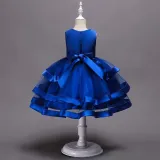 Toddler Girls Sleeveless Flower Embroidery Bowknot Belt Formal Midi Dress
