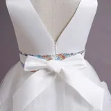 Toddler Girls Sleeveless Glittering Belt Cake Dress Formal Midi Dress