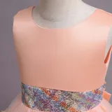 Toddler Girls Sleeveless Glittering Belt Cake Dress Formal Midi Dress