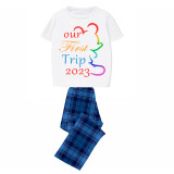 Family Matching Pajamas Exclusive Design Our First Trip 2023 Gray Pajamas Set