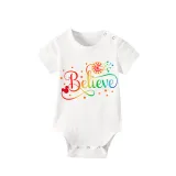 Family Matching Pajamas Exclusive Design Rainbow Believe White Pajamas Set
