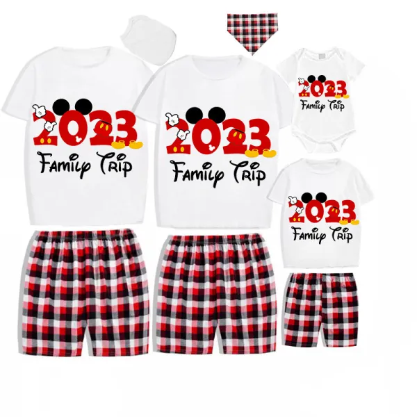 Family Matching Pajamas Exclusive Design Cartoon Mice 2023 Family Trip White Pajamas Set
