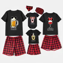 Family Matching Pajamas Drinks Beer Wine Black Pajamas Set