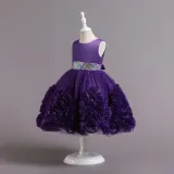 Toddler Girls Sleeveless Glittering Belt Cake Dress Formal Midi Dress