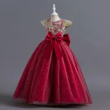 Toddler Girls Sleeveless Embroidery Bowknot Formal Maxi Dress