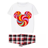 Family Matching Pajamas Exclusive Design Cartoon Mice Lollipop White Pajamas Set