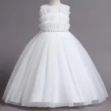 Toddler Girls Sleeveless Gemstone Belt Formal Gowns Maxi Dress