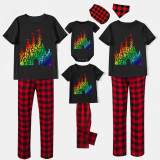 Family Matching Pajamas Exclusive Design Rainbow Castle Black Pajamas Set