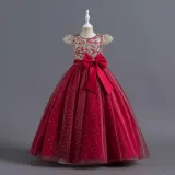 Toddler Girls Sleeveless Embroidery Bowknot Formal Maxi Dress