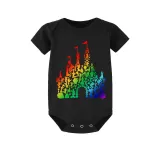 Family Matching Pajamas Exclusive Design Rainbow Castle Black Pajamas Set