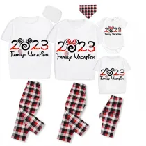 Family Matching Pajamas Exclusive Design Cartoon Mice 2023 Family Vacation White Pajamas Set
