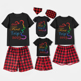 Family Matching Pajamas Exclusive Design Our First Trip 2023 Black Pajamas Set