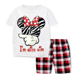 Family Matching Pajamas Exclusive Design Cartoon Mice I am With Her Him Them White Pajamas Set