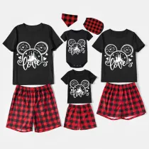Family Matching Pajamas Exclusive Design Cartoon Mice Love Heart Black Pajamas Set