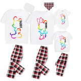 Family Matching Pajamas Mice Rainbow Daddy Mommy Brother Sister White Pajamas Set