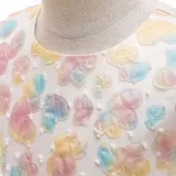 Toddler Girls Sleeveless Heart Embroidery Bowknot Belt Formal Midi Sequin Dress