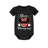 Family Matching Pajamas Boys Birthday Name Custom Celebration Mice Black Pajamas Set