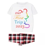 Family Matching Pajamas Exclusive Design Our First Trip 2023 White Pajamas Set