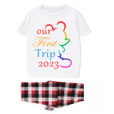 Family Matching Pajamas Exclusive Design Our First Trip 2023 White Pajamas Set