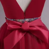 Toddler Girls Sleeveless Glittering Belt Cake Dress Formal Midi Dress