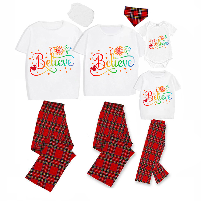 Family Matching Pajamas Exclusive Design Rainbow Believe Gray Pajamas Set