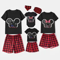 Family Matching Pajamas Exclusive Design Cartoon Mice 2023 Head Black Pajamas Set