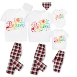 Family Matching Pajamas Exclusive Design Rainbow Believe White Pajamas Set