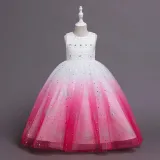 Toddler Girls Sleeveless Sequin Embroidery Gradient Formal Maxi Puffy Dress