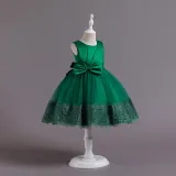 Toddler Girls Sleeveless Bowknot Formal Lace Maxi Dress