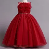 Toddler Girls Sleeveless Gemstone Belt Formal Gowns Maxi Dress