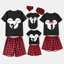 Family Matching Pajamas Exclusive Design Cartoon Mice Cartoon Mice Heart 2023 Black Pajamas Set