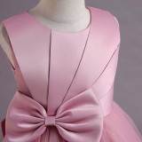 Toddler Girls Sleeveless Bowknot Formal Lace Maxi Dress