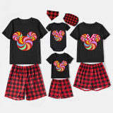 Family Matching Pajamas Exclusive Design Cartoon Mice Lollipop Black Pajamas Set