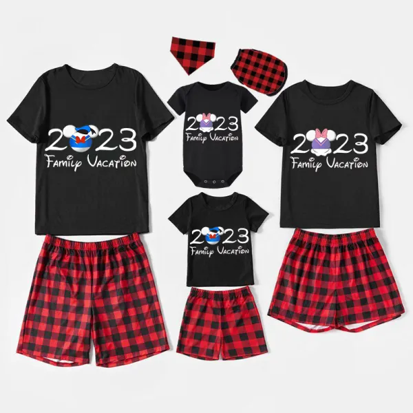 Family Matching Pajamas Exclusive Design Cartoon Mice 2023 Family Vacation Black Pajamas Set