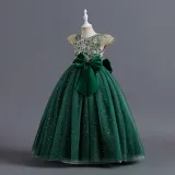 Toddler Girls Sleeveless Embroidery Bowknot Formal Maxi Dress