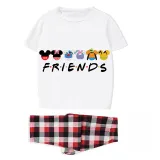 Family Matching Pajamas Exclusive Design Cartoon Mice Dogs Friends White Pajamas Set