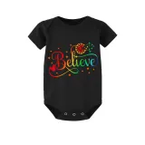 Family Matching Pajamas Exclusive Design Rainbow Believe Black Pajamas Set