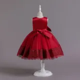 Toddler Girls Sleeveless Bowknot Formal Lace Maxi Dress