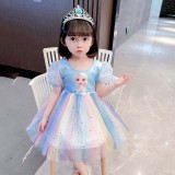 Toddler Girls Mesh Puffy Sleeve Princess Mesh Sequin Tutu Princess Dress