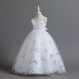 Toddler Girls Sleeveless Sequin Butterfly Embroidery Formal Maxi Puffy Dress