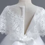 Toddler Girls Lace Shawl Boeknot Belt Formal Maxi Dress
