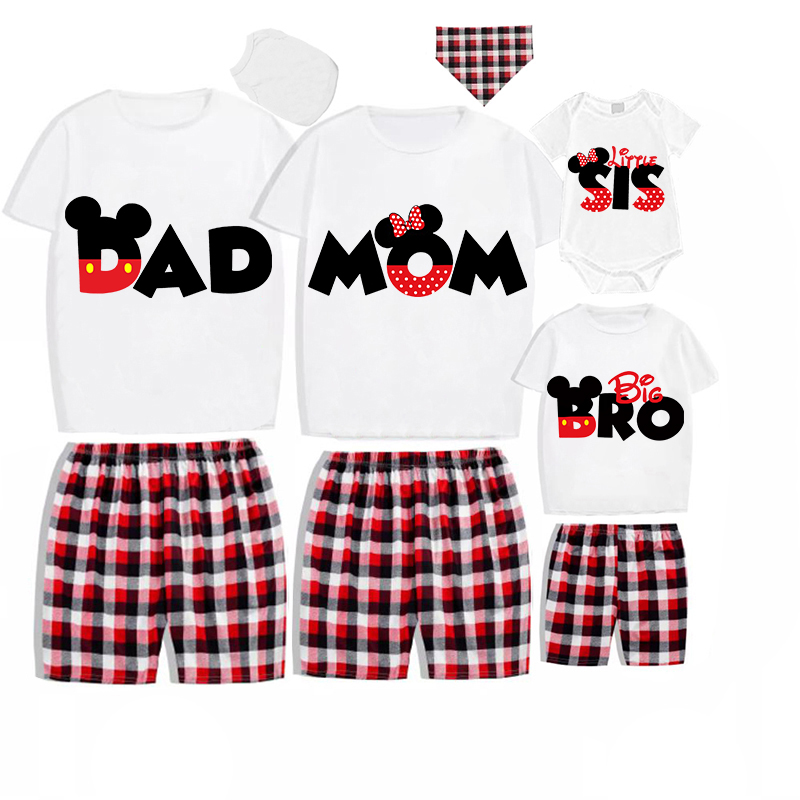 Family Matching Pajamas Mice Dad Mom Big Little Boys Or Girls White Pajamas Set