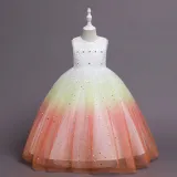 Toddler Girls Sleeveless Sequin Embroidery Gradient Formal Maxi Puffy Dress