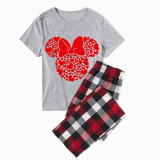 Family Matching Pajamas Exclusive Design Cartoon Mice Heart Gray Pajamas Set